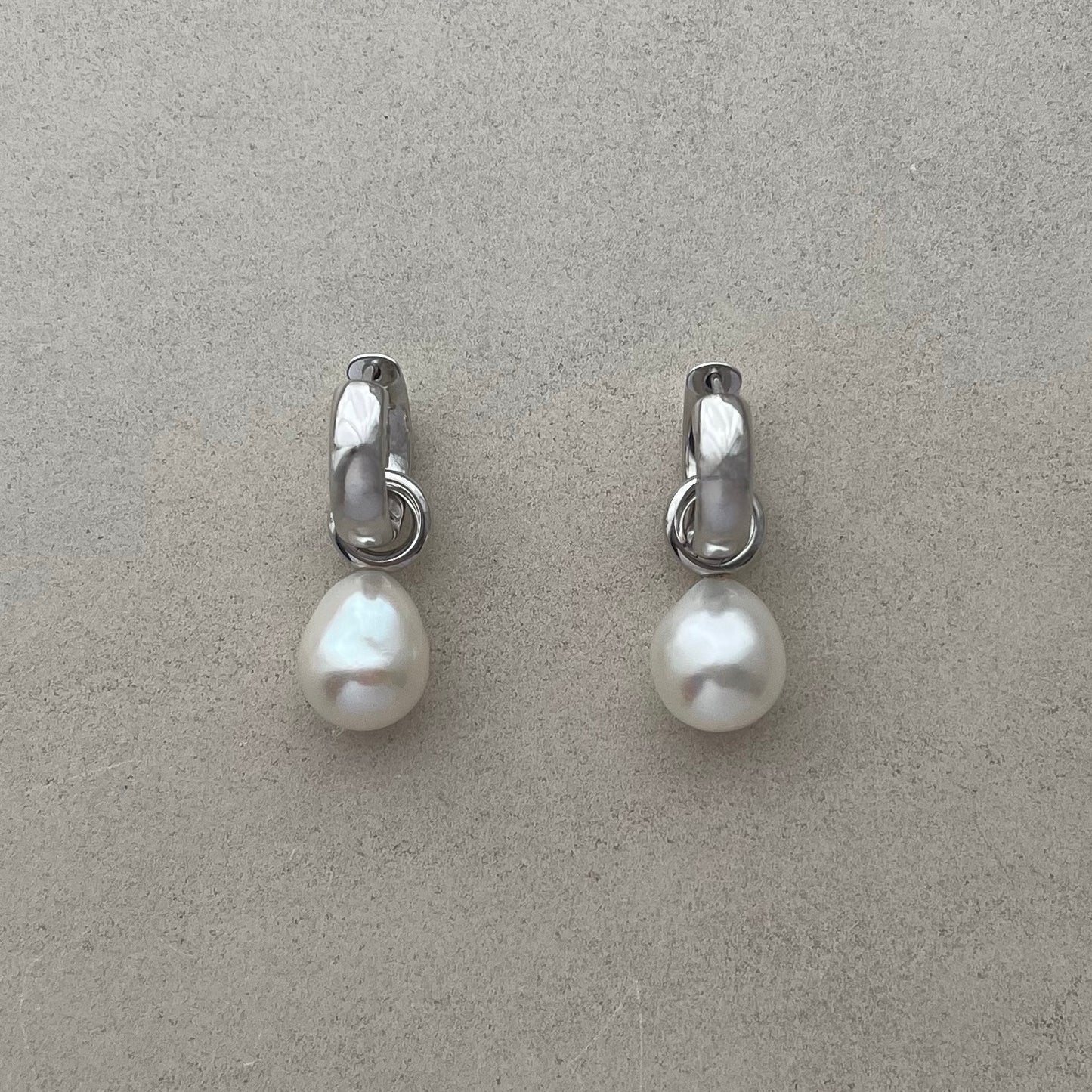 Moonlight Pearl Hoops (Silver)