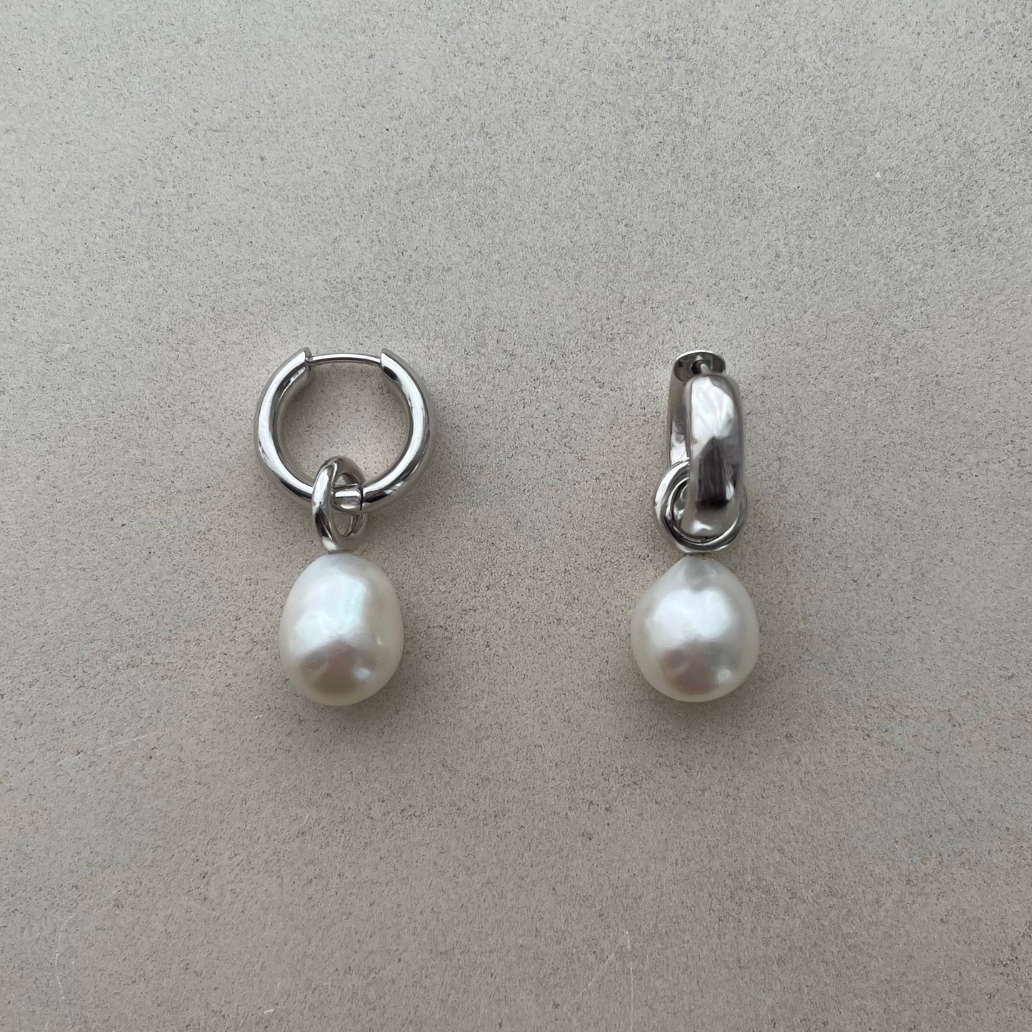 Moonlight Pearl Hoops (Silver)