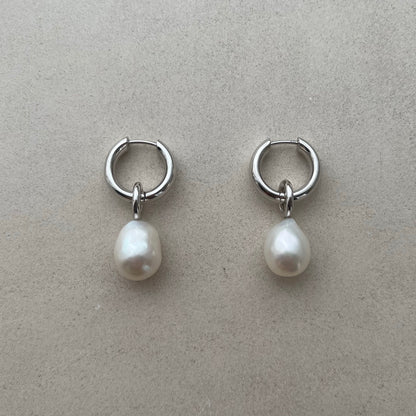 Moonlight Pearl Hoops (Silver)