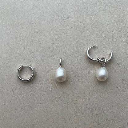 Moonlight Pearl Hoops (Silver)