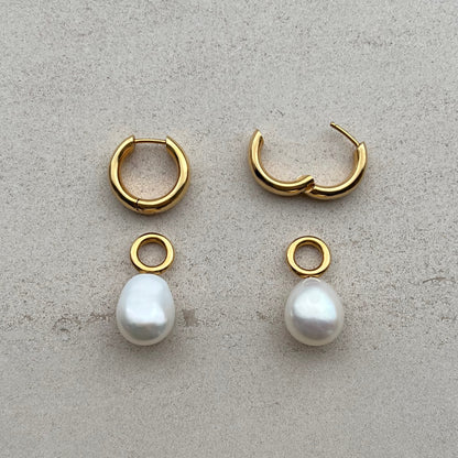 Moonlight Pearl Hoops (Gold)